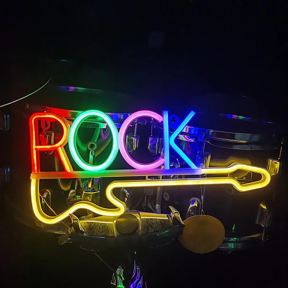 svetleči led neonski logotip - rock kitara