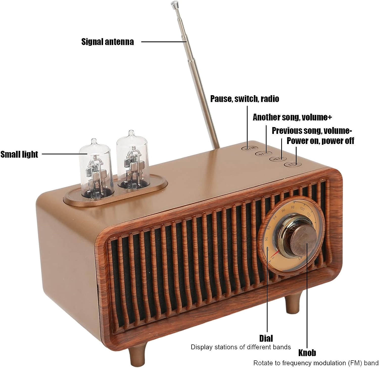 Večnamenski retro vintage radijski predvajalnik