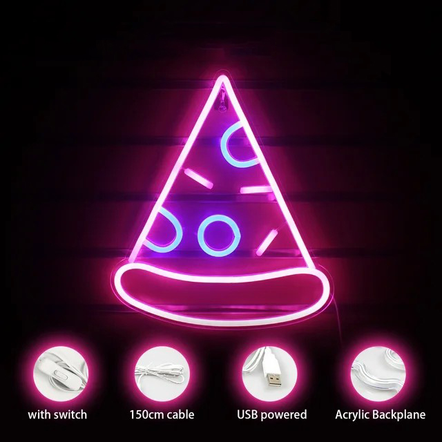 pizza led reklamni svetlobni znak na steni logotip