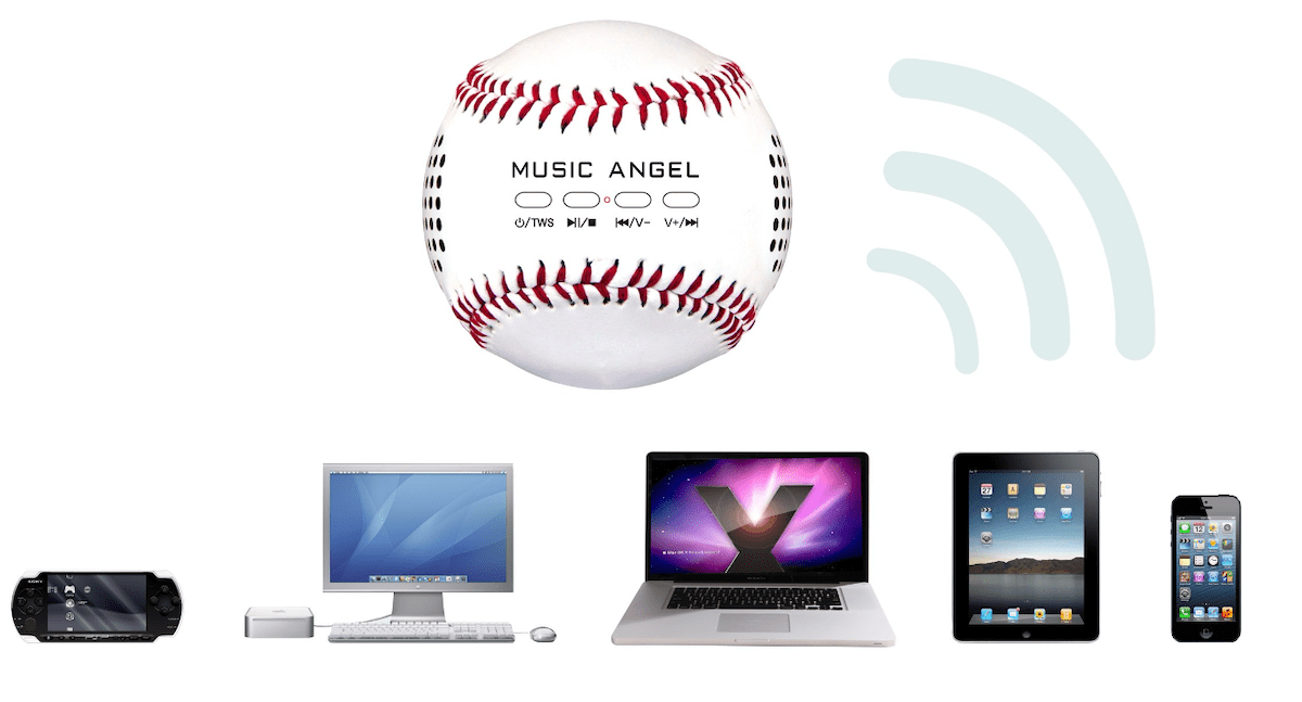 brezžični bluetooth zvočnik z žogico za baseball