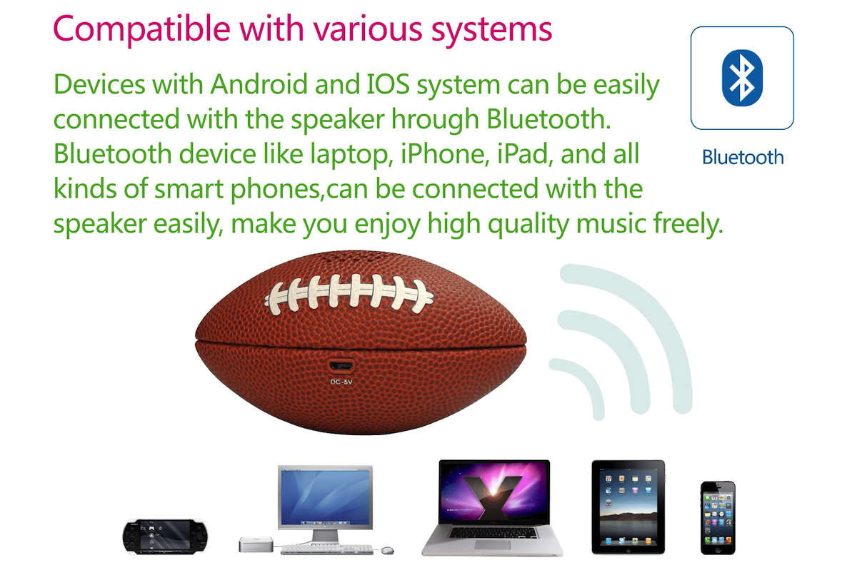 žoga za ameriški nogomet, mini zvočnik, prenosljiv za mobilni telefon na osebni računalnik