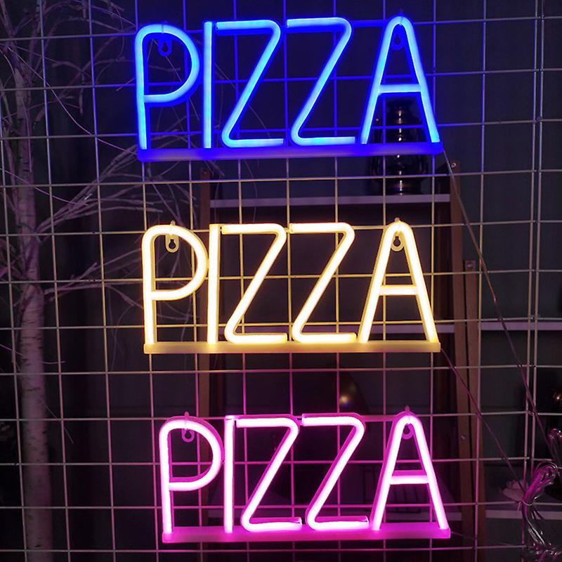 PIZZA svetleči logotip na stenah led neon